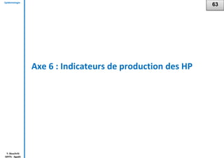 Epidémiologie
Y. Bouchriti
ISPITS - Agadir
Axe 6 : Indicateurs de production des HP
63
 