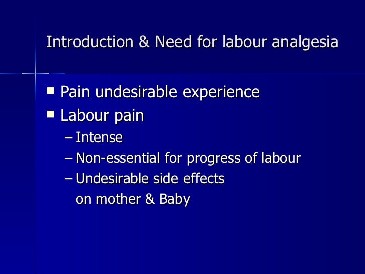 Epidural labour pain relief