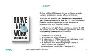 Synthèse du livre Brave New Work de Aaron Dignan
Le livre
2
Ce livre, publié en 2019 se veut être une synthèse et un guide...