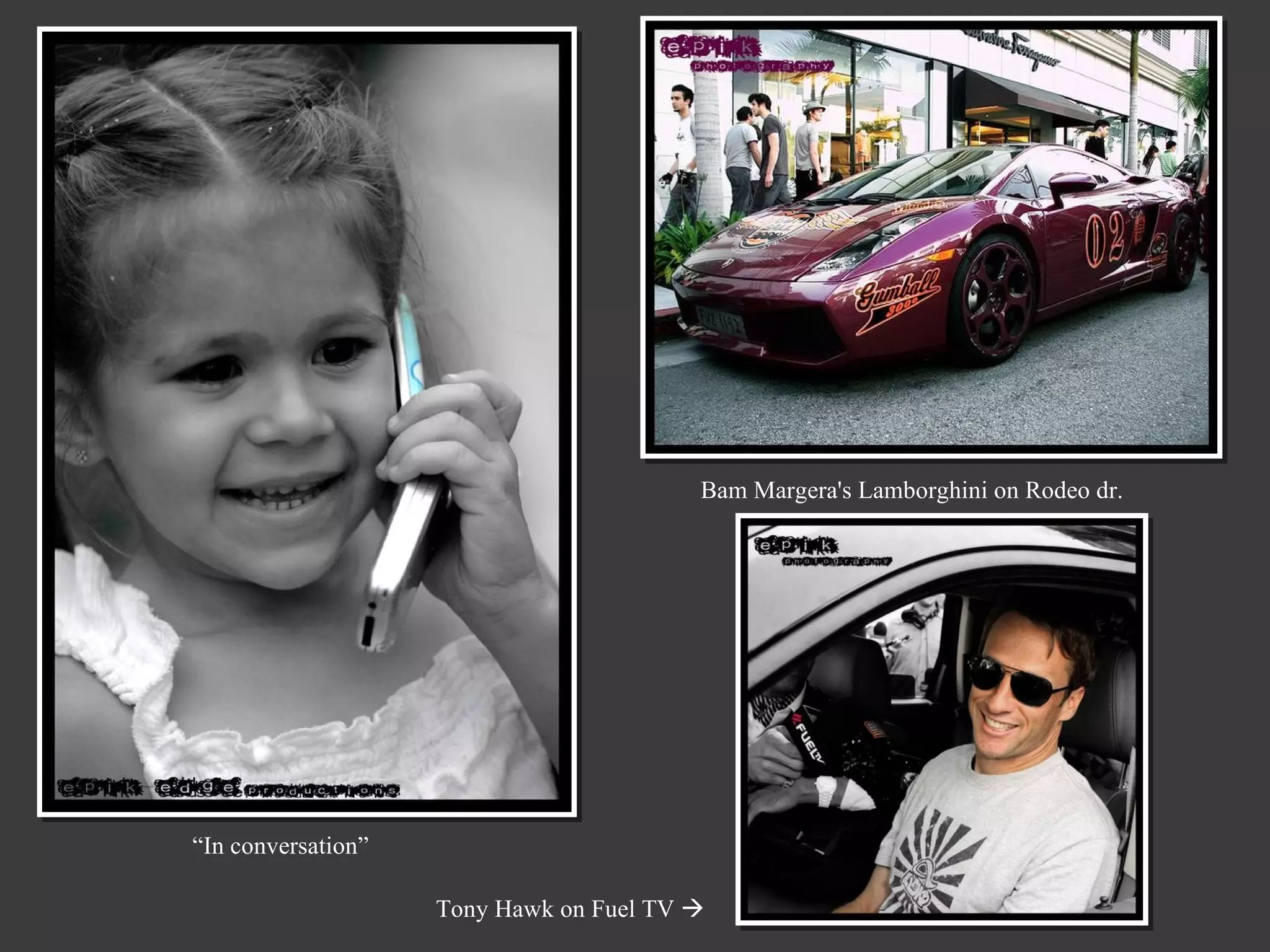 Bam Margera's Lamborghini on Rodeo dr.  “ In conversation” Tony Hawk on Fuel TV   