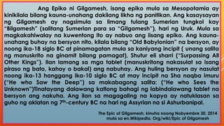 " Epiko ni Gilgamesh" powerpoint presentation ng aralin