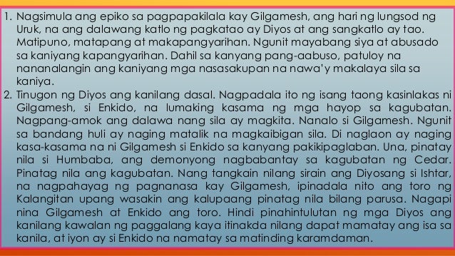 " Epiko ni Gilgamesh" powerpoint presentation ng aralin