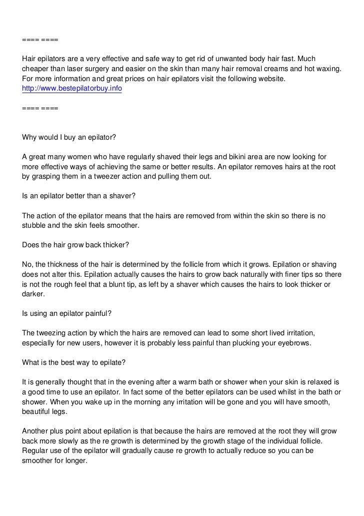 Hair Epilator Questions And Answers