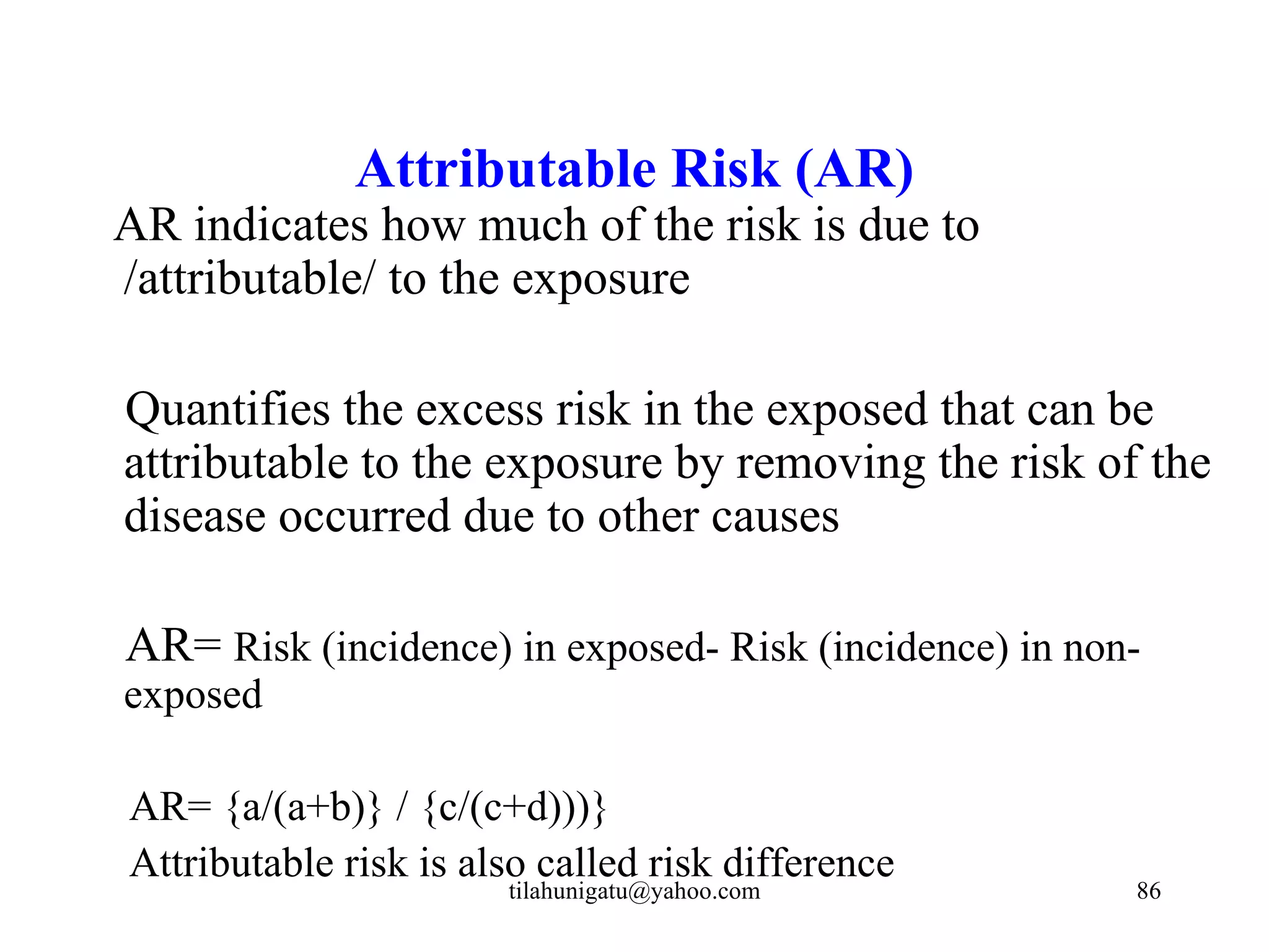 Attributable Risk Graph Epidemiology notes | PPT