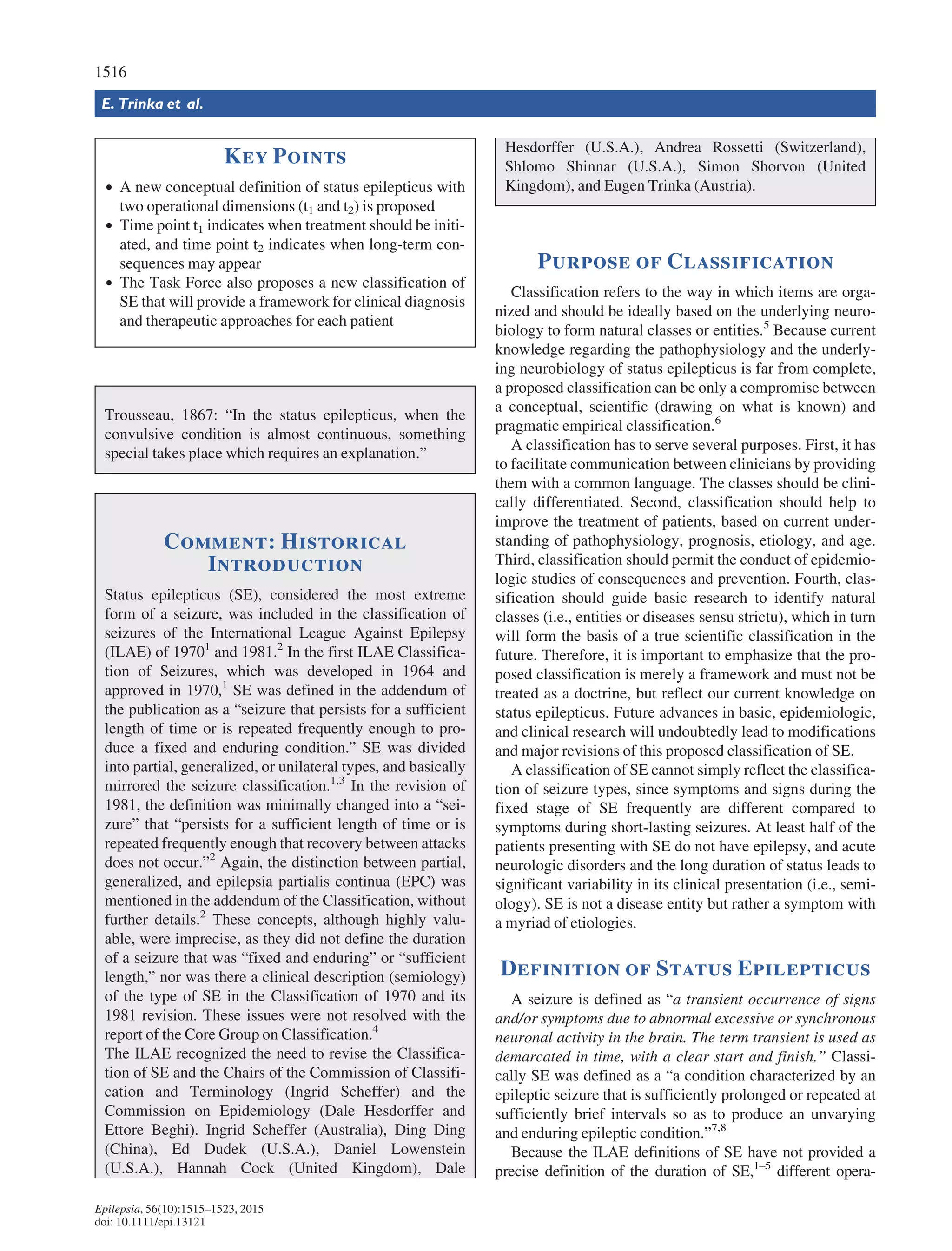 Epilepsia 2015 - trinka - a definition and classification of status ...