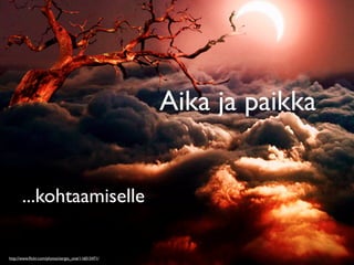 Aika ja paikka


       ...kohtaamiselle

http://www.ﬂickr.com/photos/sergio_one/116015471/
 