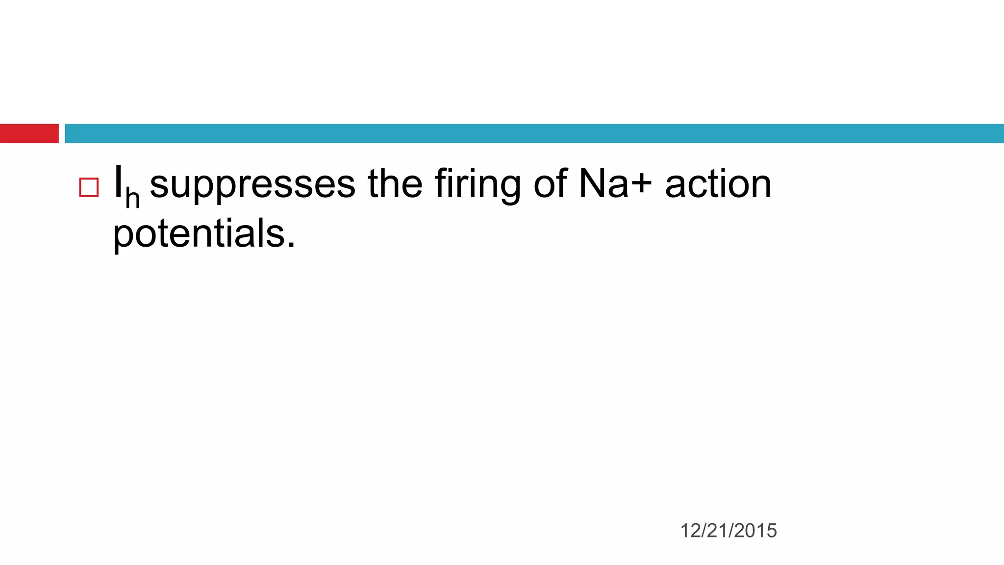  Ih suppresses the firing of Na+ action
potentials.
12/21/2015
 