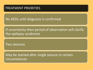 Epilepsy and its management (ppt) | PPTX