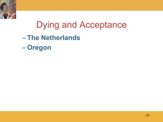Dying and Acceptance
– The Netherlands
– Oregon




                           15
 