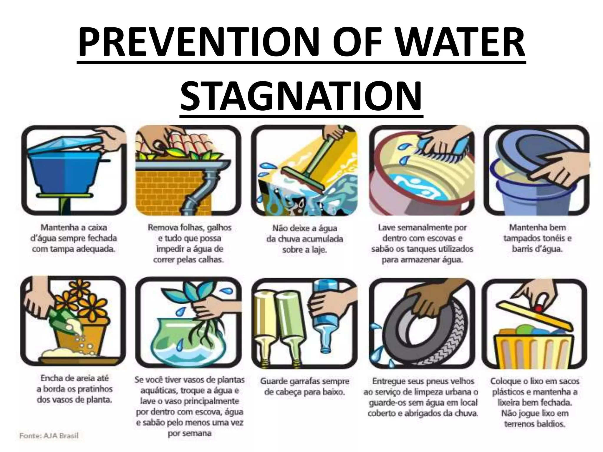 PREVENTION OF WATER
STAGNATION
 