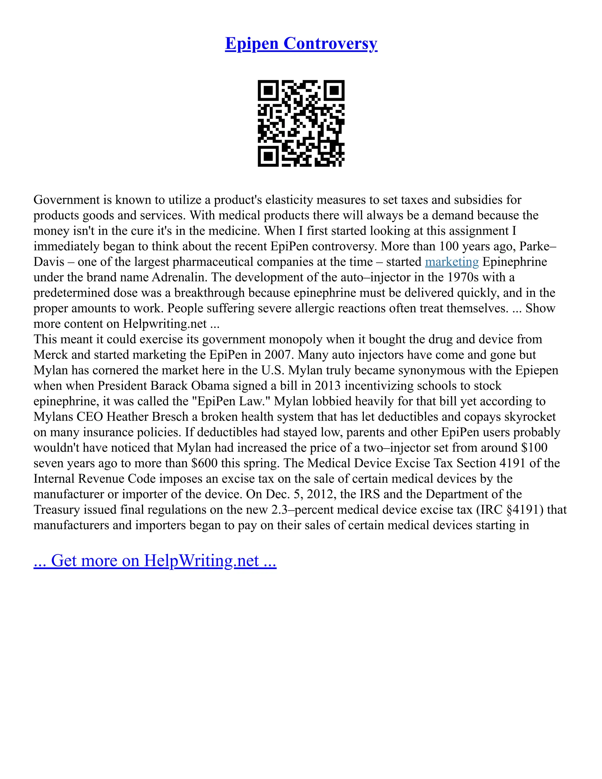 Epipen Controversy PDF