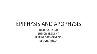 EPIPHYSIS AND APOPHYSIS
DR.HRUSHIKESH
JUNIOR RESIDENT
DEPT OF ORTHOPAEDICS
SDUMC, KOLAR
 