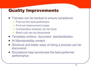 Cost Savings <ul><li>Content creation could become faster at-least  80 %  manual work can be addressed </li></ul><ul><li>R...