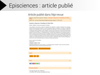 Episciences : article publié
Article publié dans l'épi-revue
 
