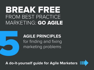 BREAK FREE 
FROM BEST PRACTICE 
5MARKETING: GO AGILE AGILE PRINCIPLES 
for finding and fixing 
marketing problems 
A do-it-yourself guide for Agile Marketers 
 