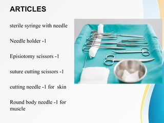Episotomy Instruments Comprehensive Guide to Episiotomy: Types, Procedure, and Care | PPTX
