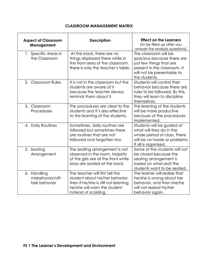 Field Study 1, Episode 3 "Classroom Management And Learning"