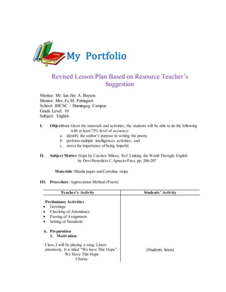 Practice Teaching Portfolio Episode 6 | DOCX