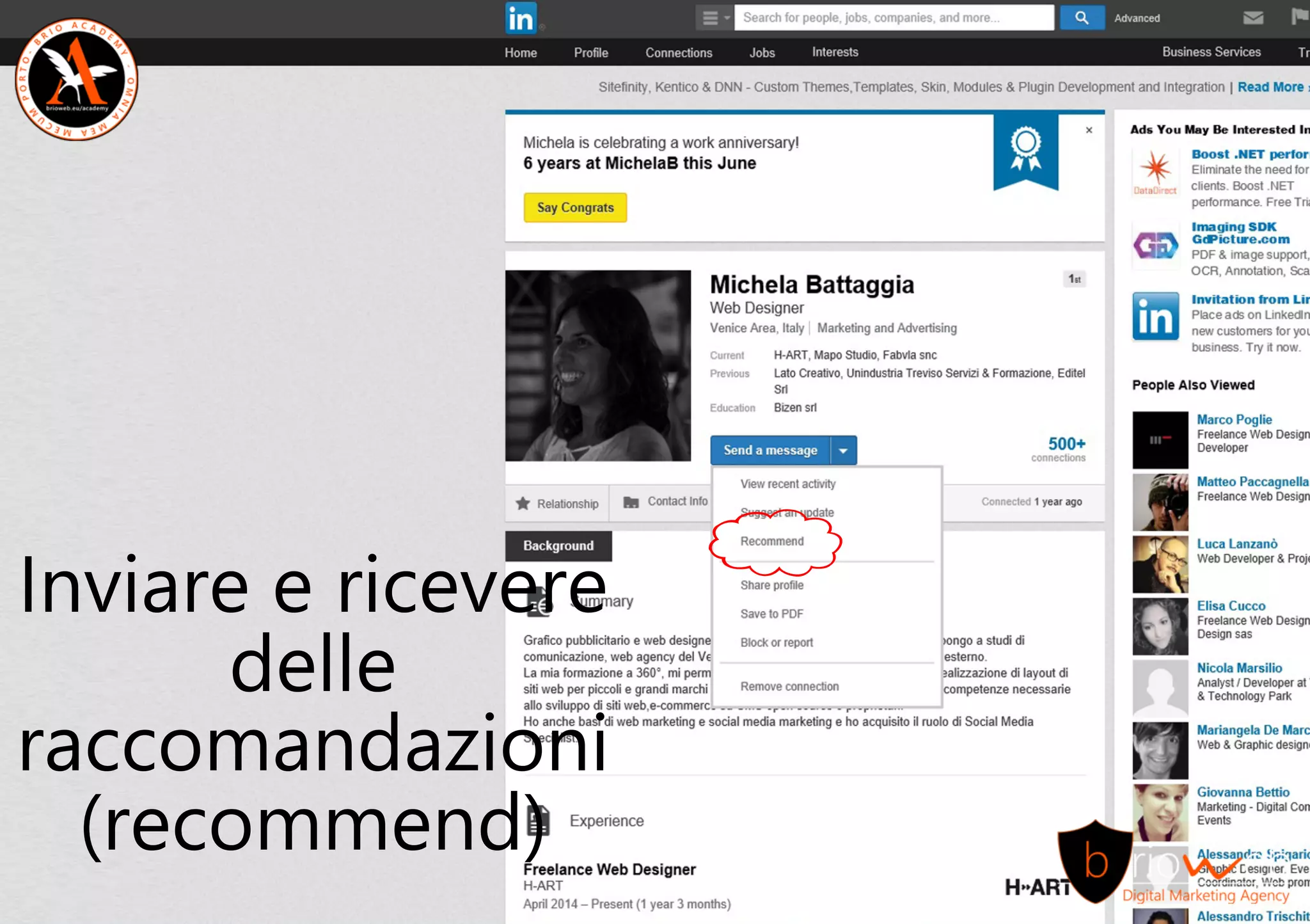 Inviareericevere
delle
raccomandazioni
(recommend)
 