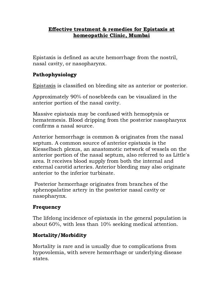 Epistaxis and its homeopathy treatment