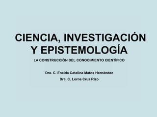CIENCIA, INVESTIGACIÓN
Y EPISTEMOLOGÍA
LA CONSTRUCCIÓN DEL CONOCIMIENTO CIENTÍFICO
Dra. C. Eneida Catalina Matos Hernández
Dra. C. Lorna Cruz Rizo
 