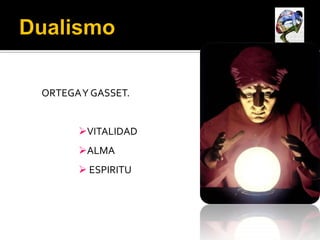 ORTEGA Y GASSET.


      VITALIDAD
      ALMA
       ESPIRITU
 