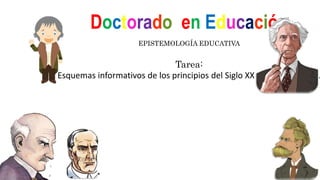 Doctorado en Educación
EPISTEMOLOGÍA EDUCATIVA
Tarea:
Esquemas informativos de los principios del Siglo XX a la modernidad.
 