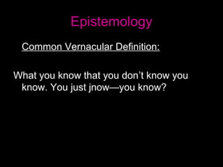 Epistemology: What you know and don't know that you know