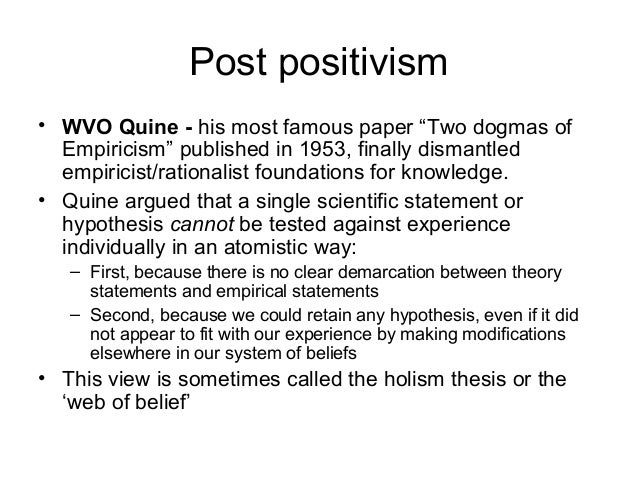 an analysis of quines two dogmas of empiricism In the first four sections of his 1951 paper “two dogmas of empiricism”, quine presented another argument against the attempt to use analyticity to explain necessity and the a priori. an analysis of quines two dogmas of empiricism In the first four sections of his 1951 paper “two dogmas of empiricism”, quine presented another argument against the attempt to use analyticity to explain necessity and the a priori.