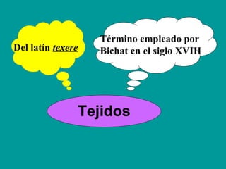 Del latín  texere Término empleado por  Bichat en el siglo XVIII Tejidos 