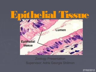 Epithelial Tissue
Zoology Presentation
Supervisor: Adris Georgis Shilmon
27/02/2012
 