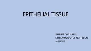 EPITHELIAL TISSUE
PRABHAT CHOURASIYA
SHRI RAM GROUP OF INSTITUTION
JABALPUR
 