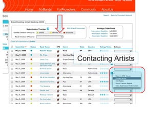 Contacting Artists