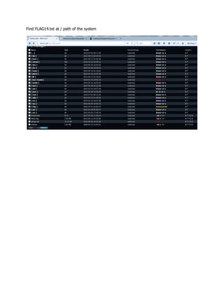 Find FLAG14.txt at / path of the system
 