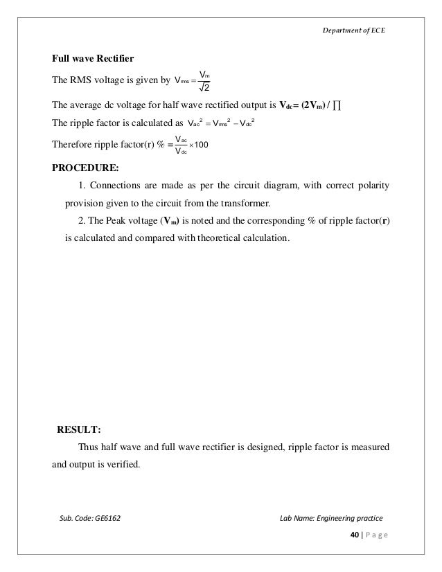 engineering practice lab manual for electronics ece full form