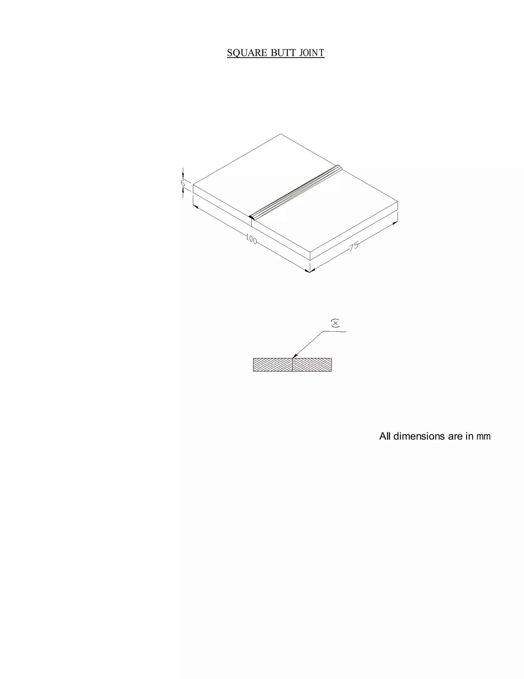 SQUARE BUTT JOINT
All dimensions are in mm
 