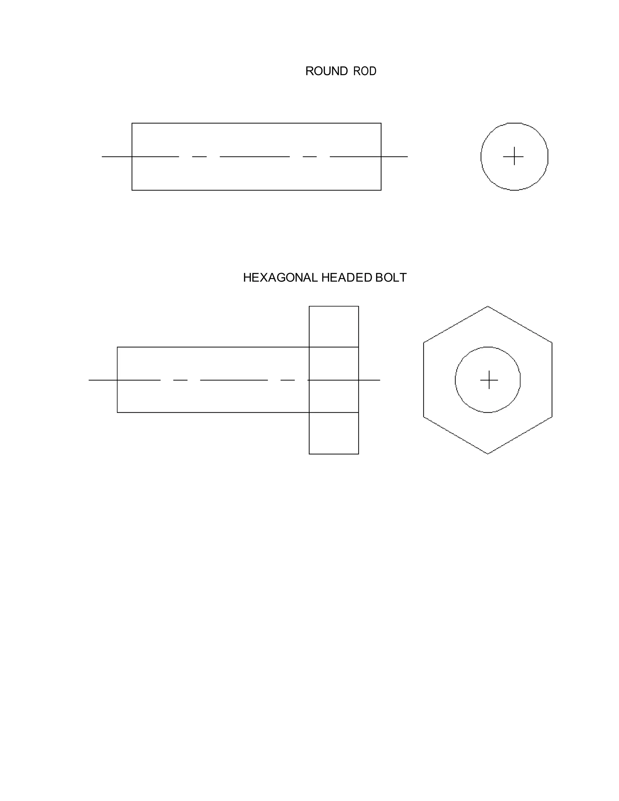 ROUND ROD
HEXAGONAL HEADED BOLT
 