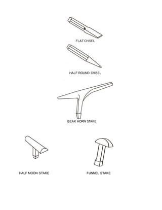 FLAT CHISEL
HALF ROUND CHISEL
BEAK HORN STAKE
HALF MOON STAKE FUNNEL STAKE
 
