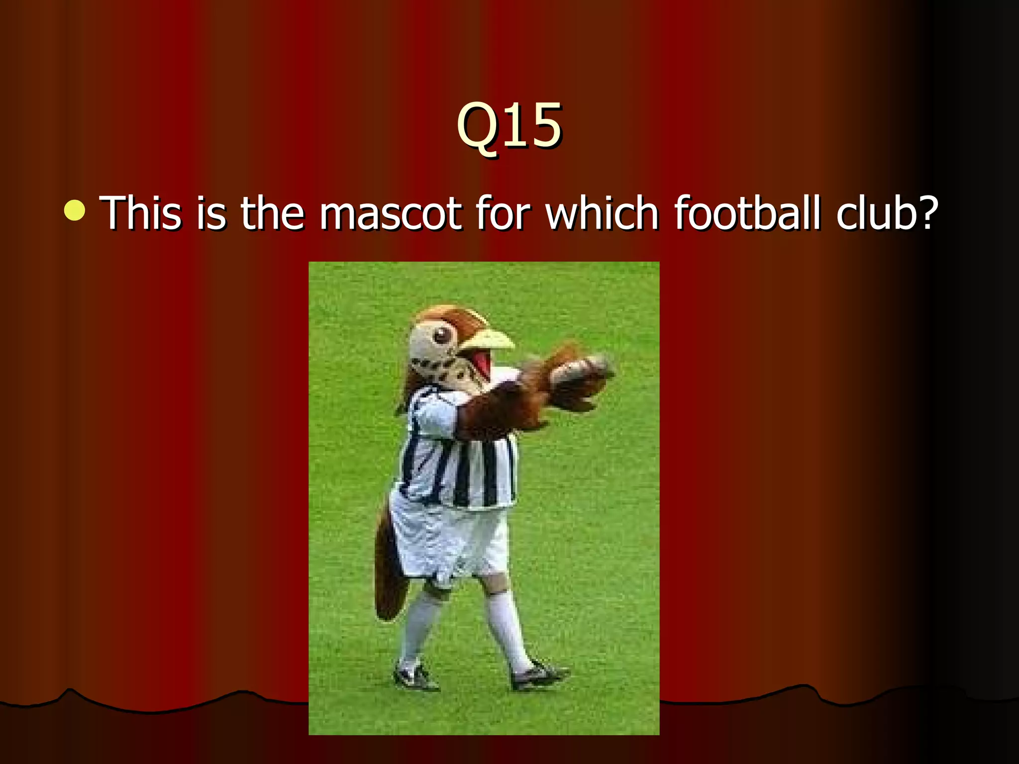 Q15 This is the mascot for which football club? 