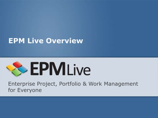 EPM Live Overview




Enterprise Project, Portfolio & Work Management
for Everyone
 