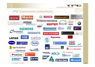TPG Customers (selection)
     C t       ( l ti )




© The Project Group GmbH     Slide 6
 