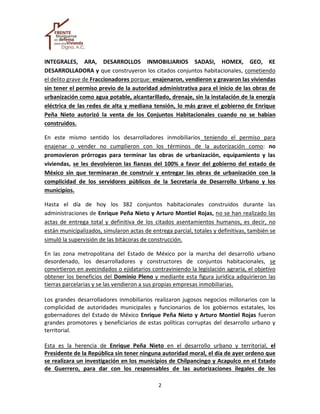 Acusan a Peña Nieto y a Montiel de permitir fraude inmobiliario