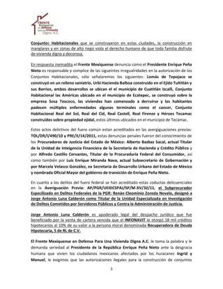 Acusan a Peña Nieto y a Montiel de permitir fraude inmobiliario