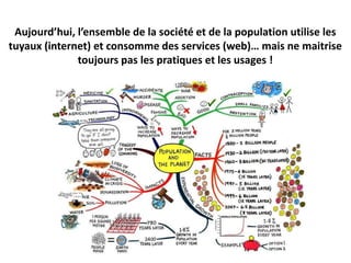 Aujourd’hui, l’ensemble de la société et de la population utilise les
tuyaux (internet) et consomme des services (web)… mais ne maitrise
              toujours pas les pratiques et les usages !
 