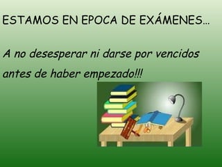 ESTAMOS EN EPOCA DE EXÁMENES… A no desesperar ni darse por vencidos  antes de haber empezado!!! 