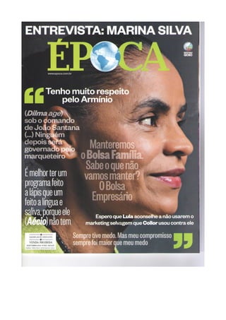 Leia a entrevista de Marina Silva na revista Época