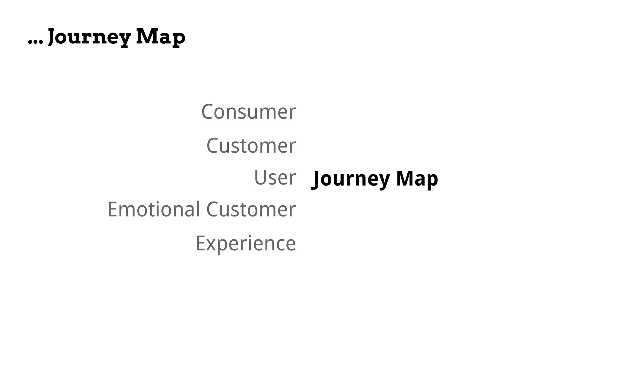 Customer
Journey Map
Consumer
User
Emotional Customer
Experience
... Journey Map
 