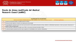 Escala de disnea modificada del Medical
Research Council (mMRC)
 