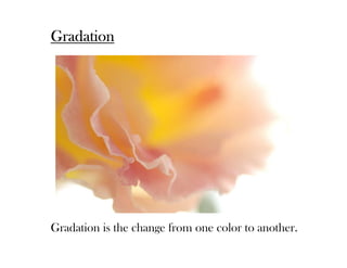 Gradation




Gradation is the change from one color to another.
 
