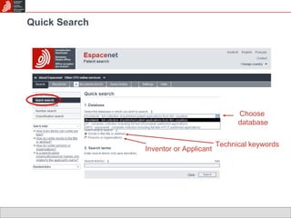 Quick Search Technical keywords Choose  database Inventor or Applicant 